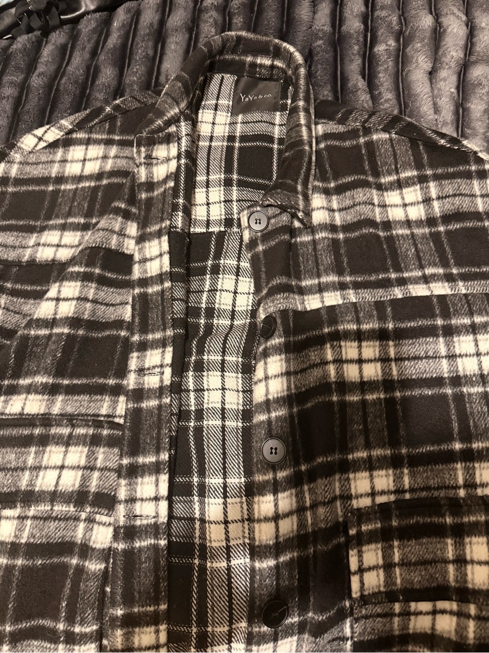 Black & White Plaid Lightweight Shacket -
